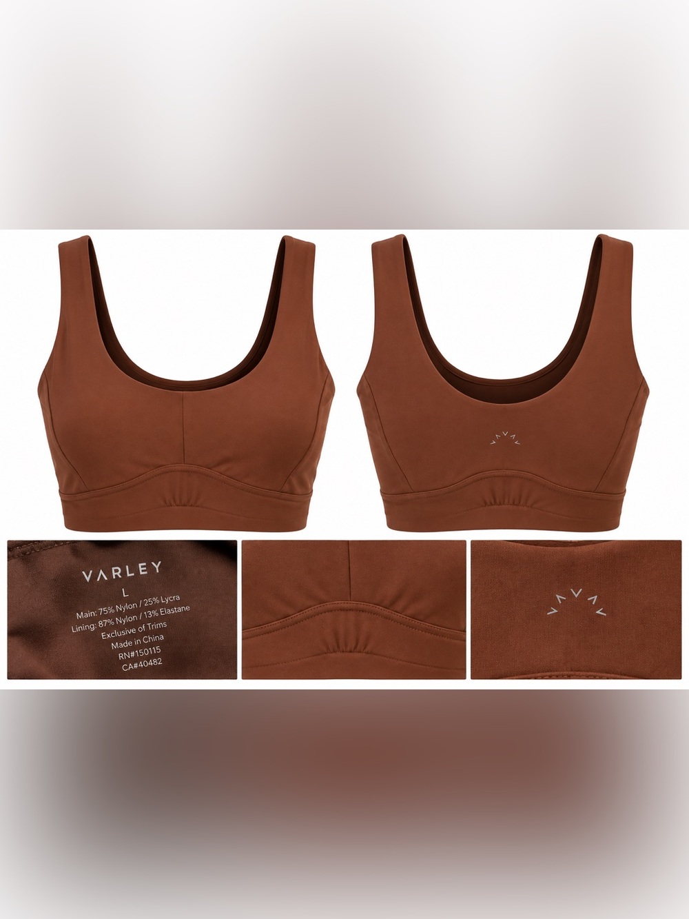 Varley Brown Sculpted Sports Bra / Crop Top Size L